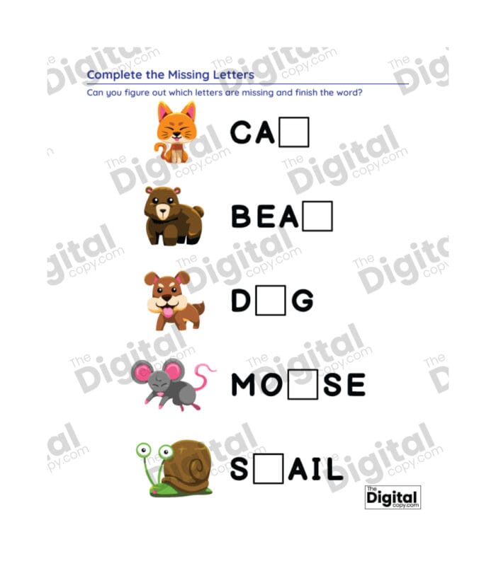 Complete the Missing Letters - Image 3