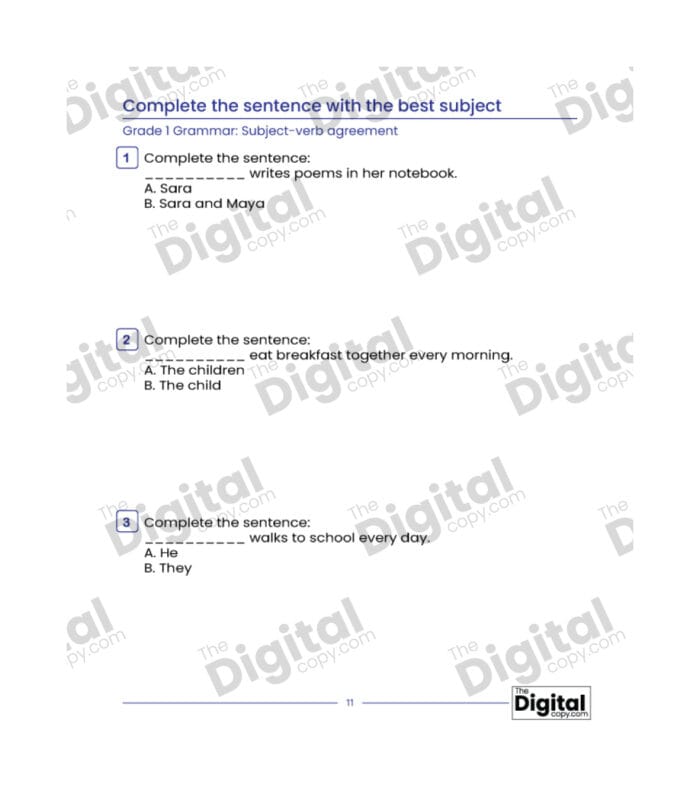 Subject-Verb Agreement: Complete the Sentence with the Best Subject - Image 3