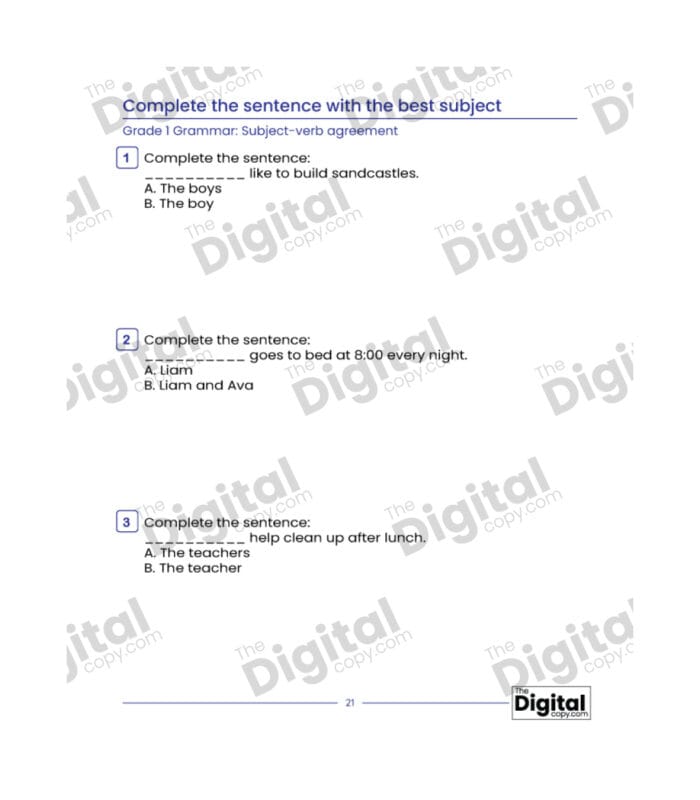 Subject-Verb Agreement: Complete the Sentence with the Best Subject - Image 4