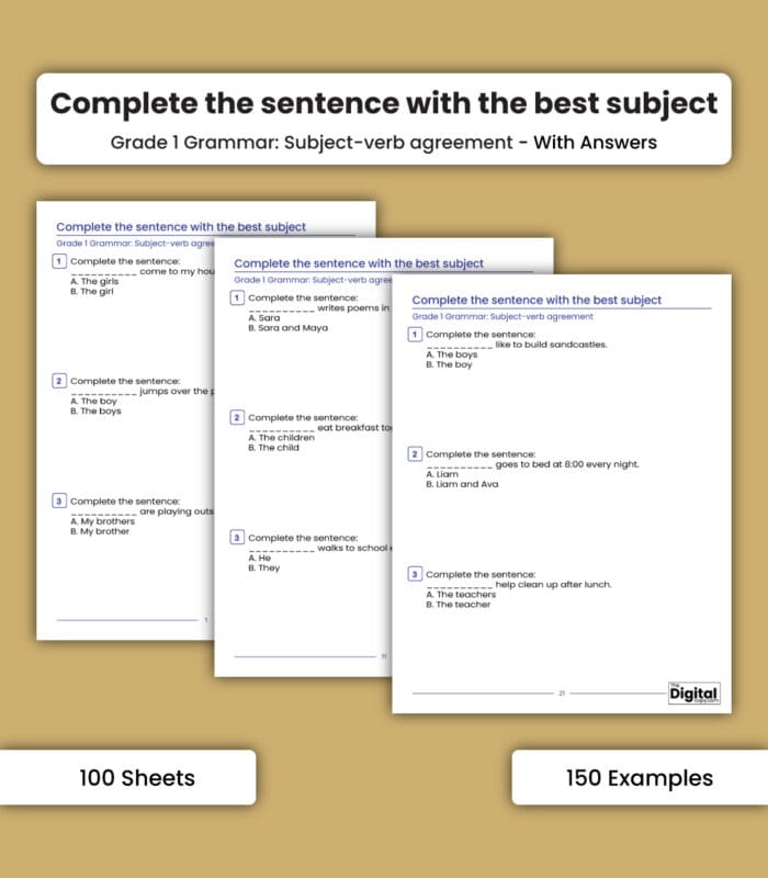 Subject-Verb Agreement: Complete the Sentence with the Best Subject - Image 1