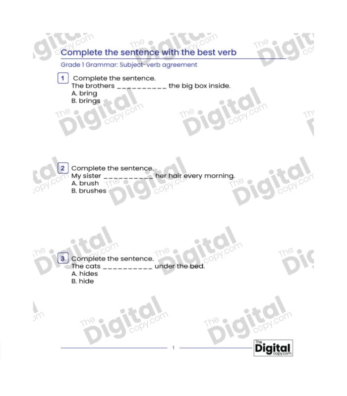 Subject-Verb Agreement: Complete the Sentence with the Best Verb - Image 2