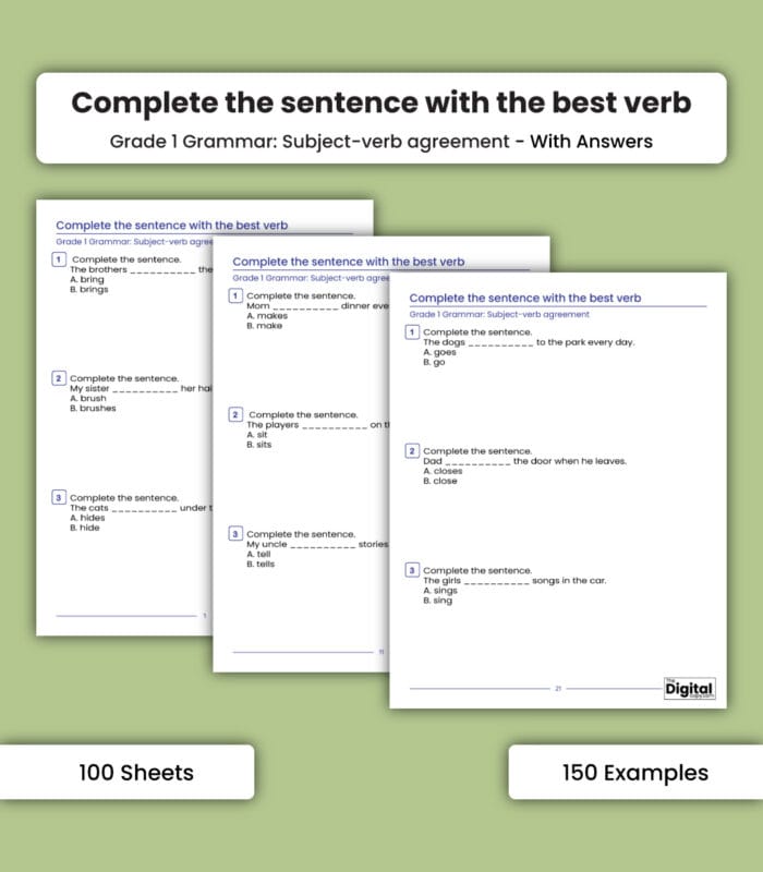 Subject-Verb Agreement: Complete the Sentence with the Best Verb - Image 1