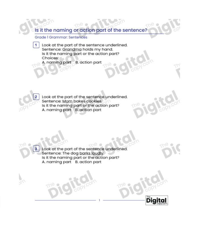 Sentence: Is It the Naming or Action Part of the Sentence - Image 2