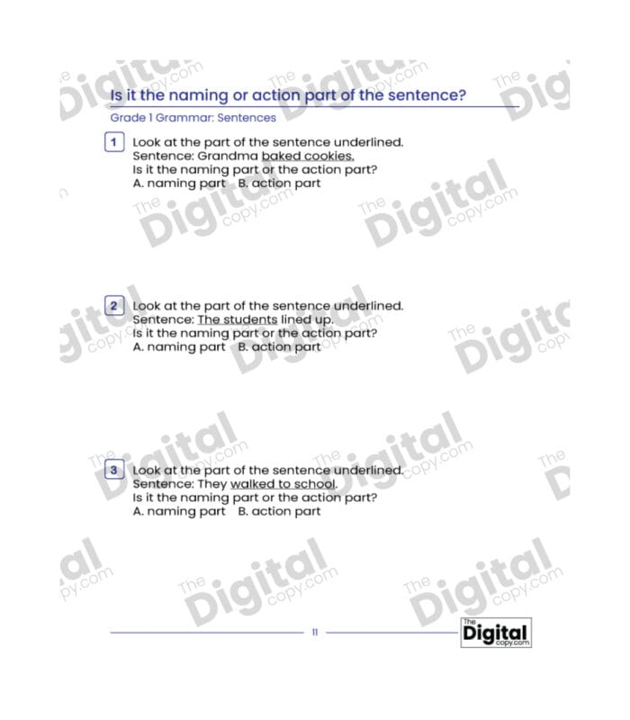Sentence: Is It the Naming or Action Part of the Sentence - Image 3
