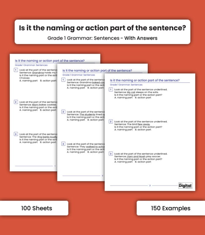 Sentence: Is It the Naming or Action Part of the Sentence - Image 1