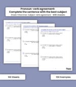 Subject-Verb Agreement: Pronoun-Verb Agreement – Complete the Sentence with the Best Subject
