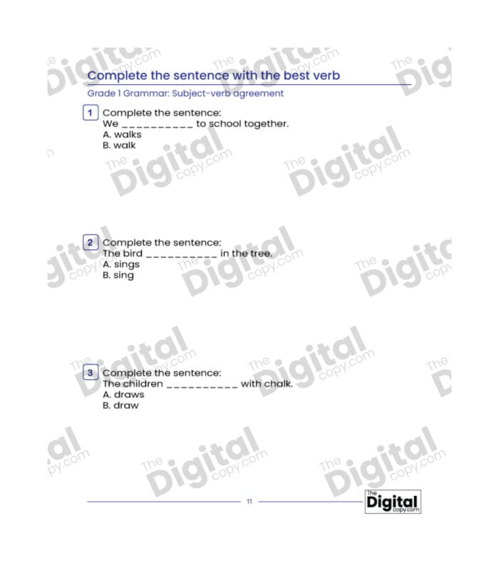 Subject-Verb Agreement: Pronoun-Verb Agreement – Complete the Sentence with the Best Verb - Image 3