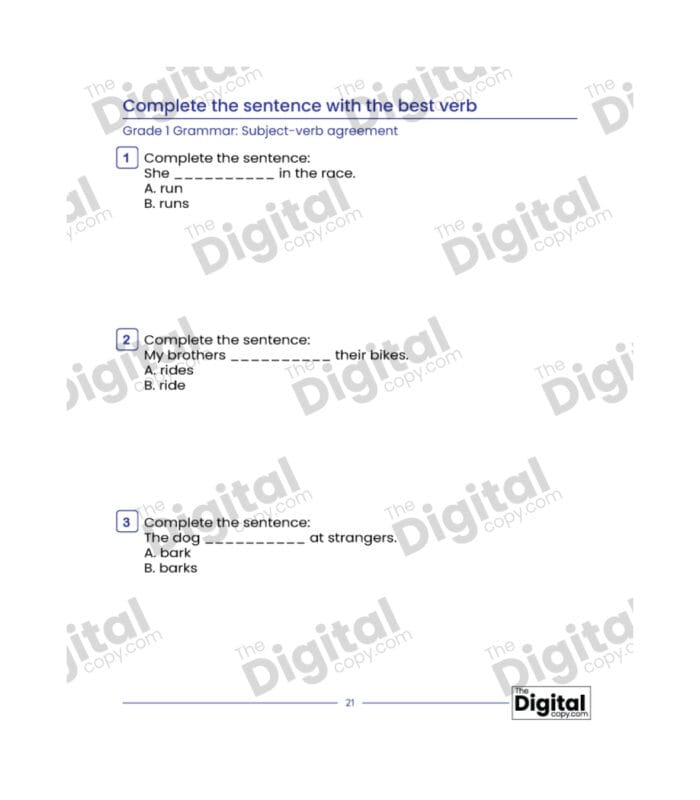 Subject-Verb Agreement: Pronoun-Verb Agreement – Complete the Sentence with the Best Verb - Image 4