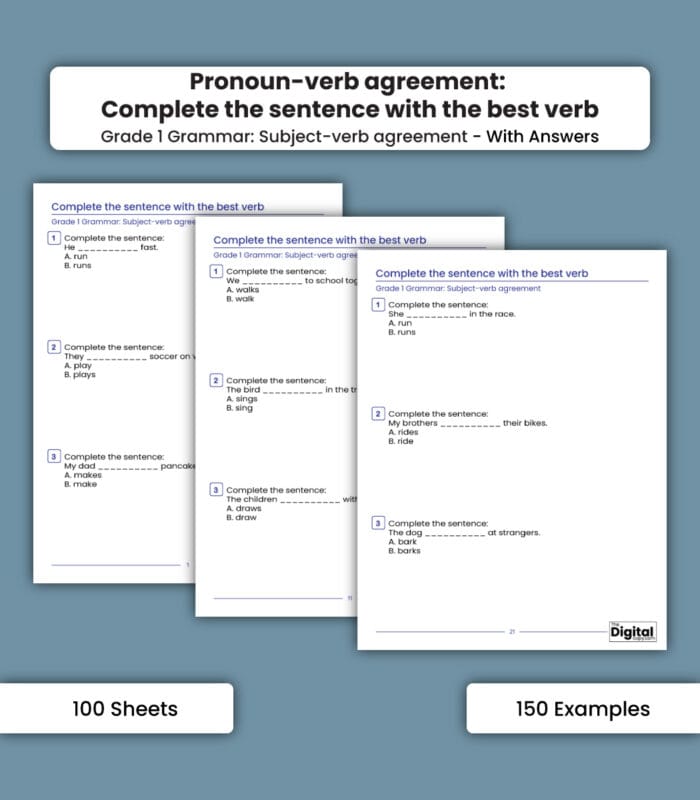 Subject-Verb Agreement: Pronoun-Verb Agreement – Complete the Sentence with the Best Verb - Image 1