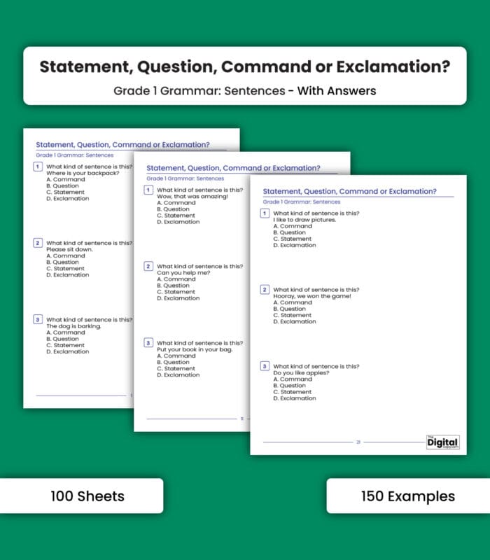 Sentence: Statement, Question, Command, or Exclamation - Image 1