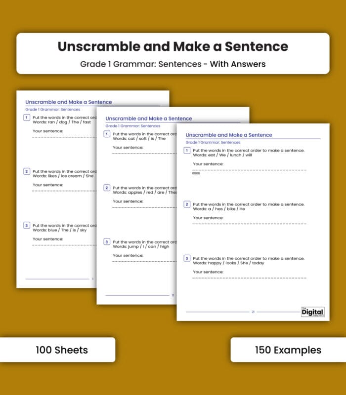 Sentence: Unscramble the Words to Make a Complete Sentence - Image 1